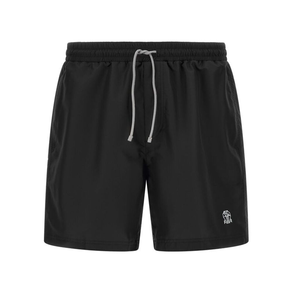 Brunello Cucinelli Men's Logo Embroidery Swimsuit